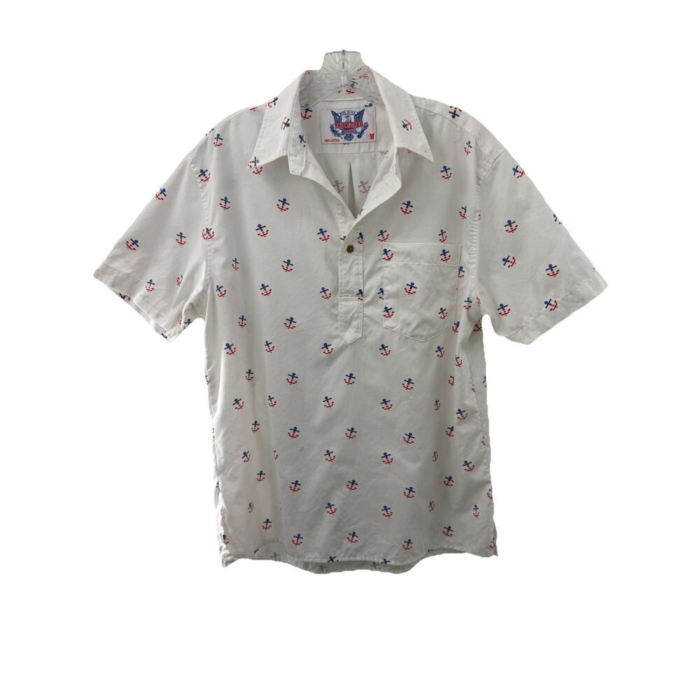 Chubbies The Nutter Men’s Short Sleeve Popover White Americana Anchors Medium